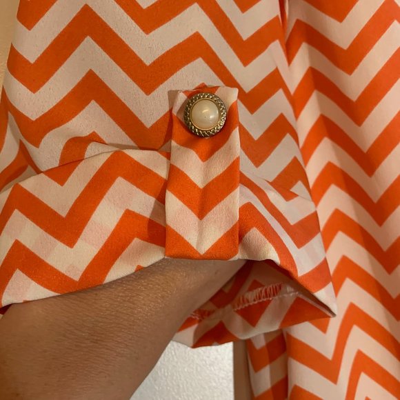 Orange/White Chevron long tunic or shirt dress - Picture 5 of 5
